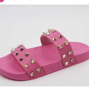 Pink studded sandals. 💕
